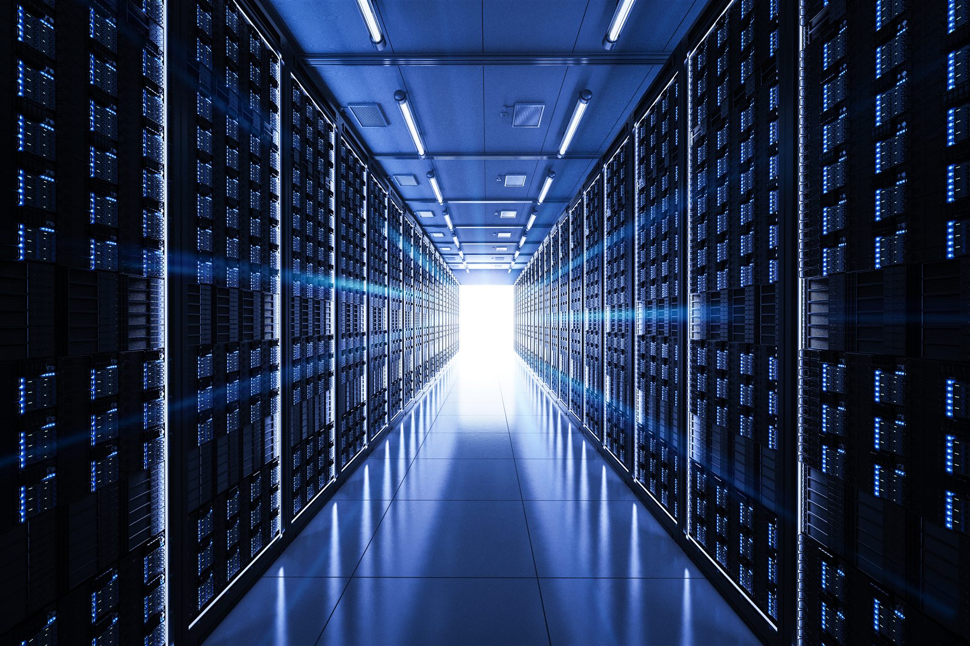 Nowoczesna serwerownia z szafami rack